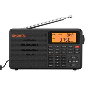 XHDATA D-109 Portable Digital Radio FM AM SW LW Bluetooth Receiver with Supporting Memory Card, Alarm Clock & Rechargeable Battery