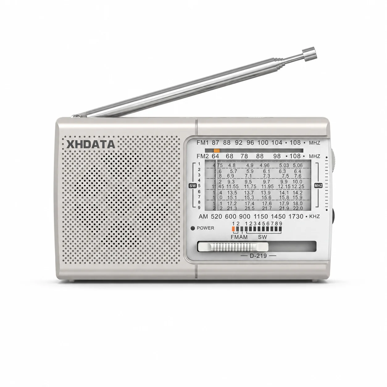 XHDATA D-219 Portable FM / AM / SW Radio – High Sensitivity Shortwave Receiver (New Version, White Colour) - Image 13