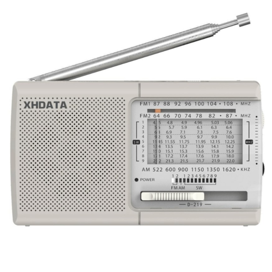 XHDATA D-219 Portable FM / AM / SW Radio – High Sensitivity Shortwave Receiver (New Version, White Colour)