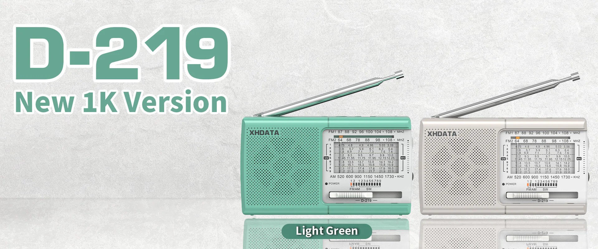 XHDATA D-219 Portable FM / AM / SW Radio – High Sensitivity Shortwave Receiver (New Version-1K, Green Colour) - Image 2