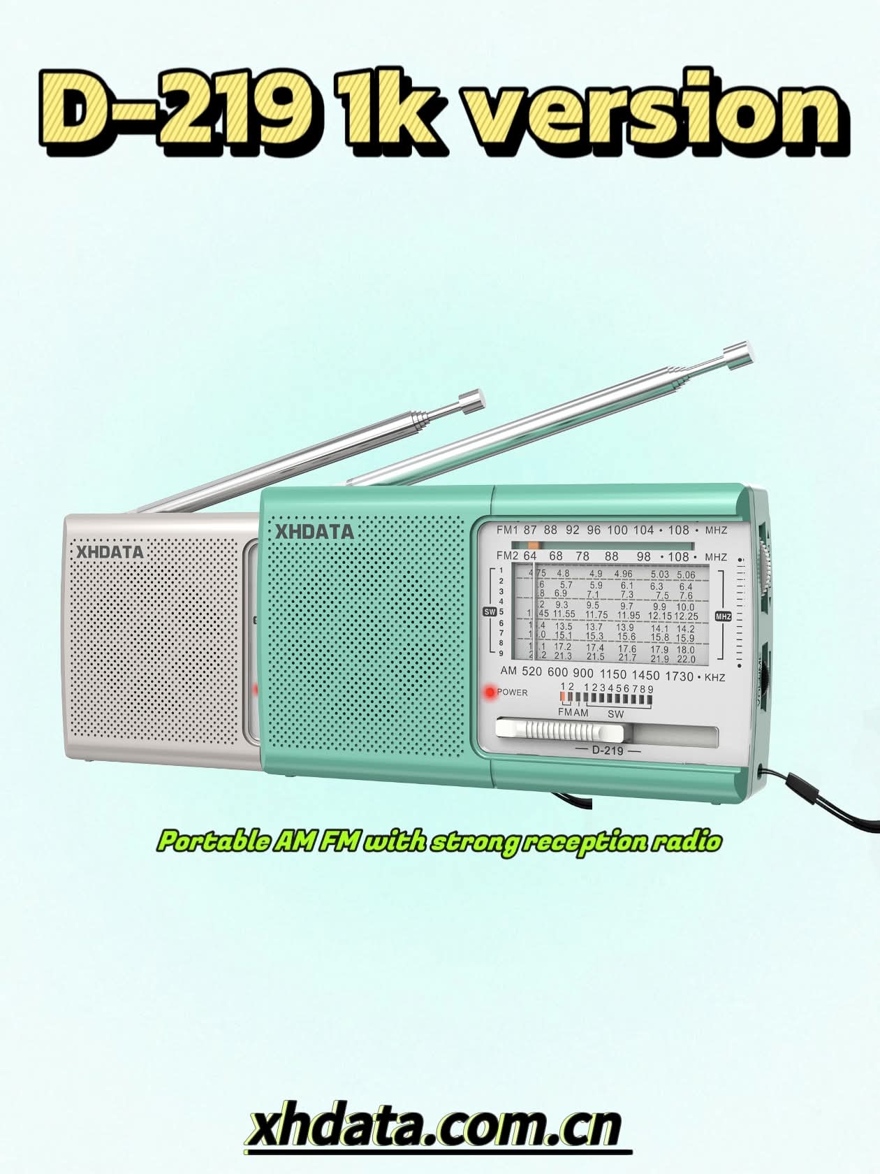 XHDATA D-219 Portable FM / AM / SW Radio – High Sensitivity Shortwave Receiver (New Version-1K, Green Colour) - Image 21