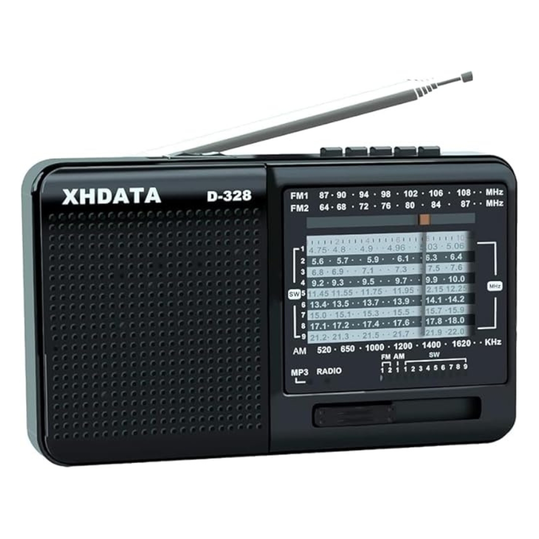 XHDATA D-328 Portable Radio | AM FM SW 12 Band DSP - Rechargeable Radio | MP3 Player & Memory Card Supported