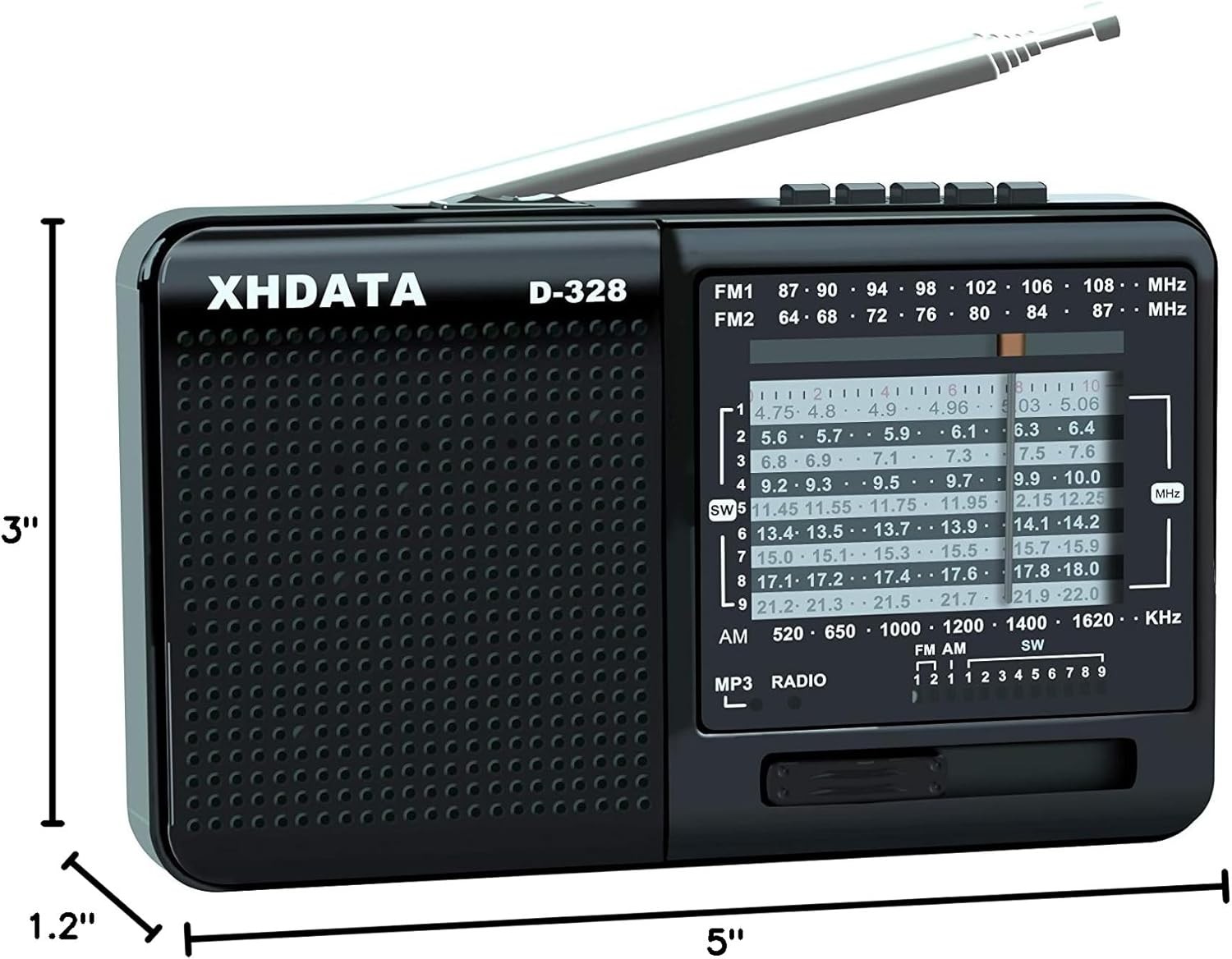 XHDATA D-328 Portable Radio | AM FM SW 12 Band DSP - Rechargeable Radio | MP3 Player & Memory Card Supported - Image 19