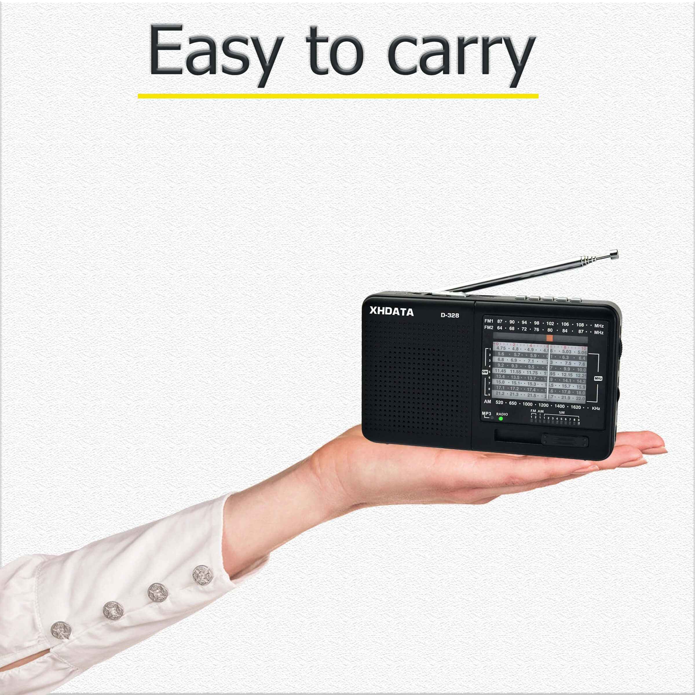 XHDATA D-328 Portable Radio | AM FM SW 12 Band DSP - Rechargeable Radio | MP3 Player & Memory Card Supported - Image 12