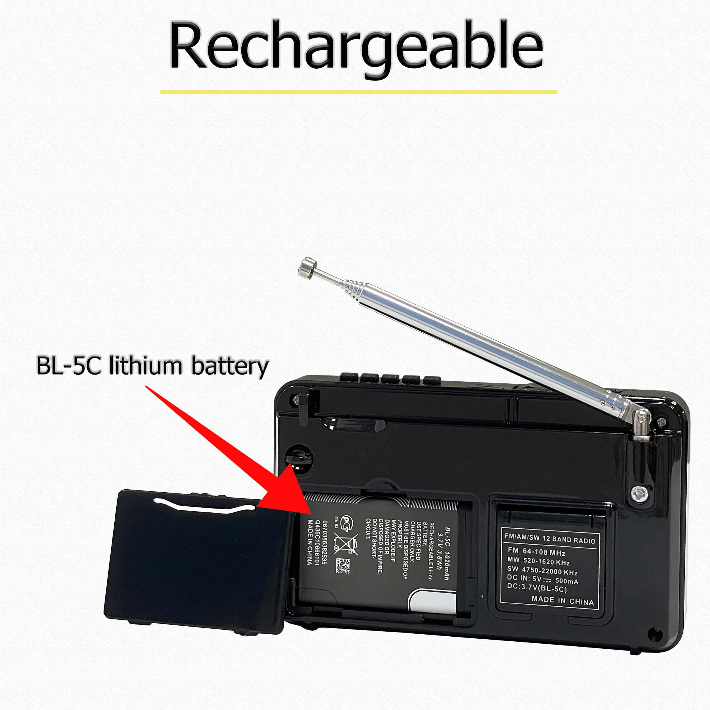 XHDATA D-328 Portable Radio | AM FM SW 12 Band DSP - Rechargeable Radio | MP3 Player & Memory Card Supported - Image 5