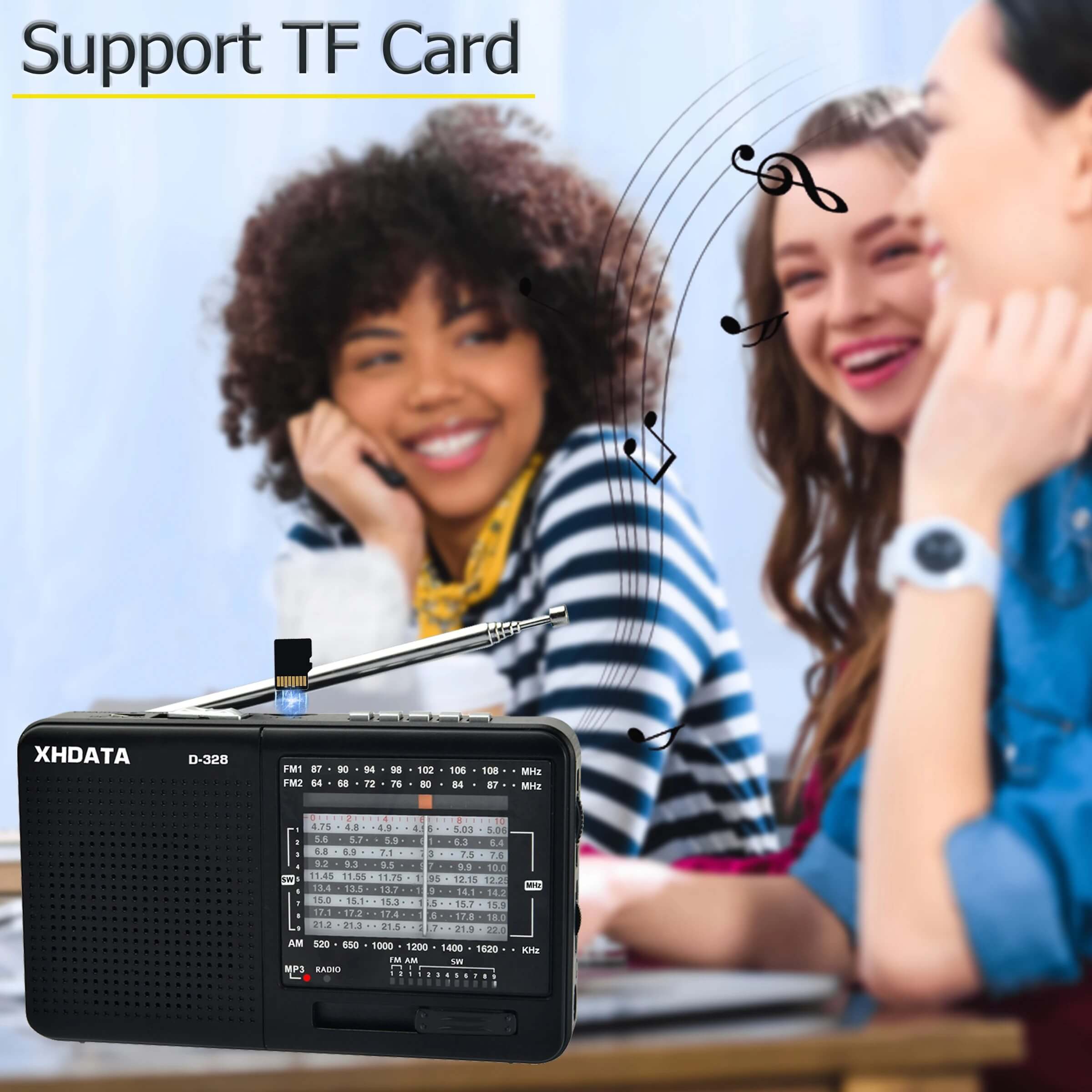 XHDATA D-328 Portable Radio | AM FM SW 12 Band DSP - Rechargeable Radio | MP3 Player & Memory Card Supported - Image 10