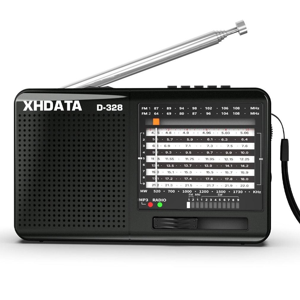 XHDATA D-328 Portable Radio | AM FM SW 12 Band DSP - Rechargeable Radio | MP3 Player, Bluetooth & Memory Card Supported