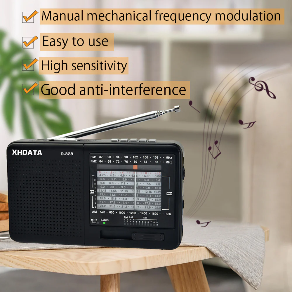 XHDATA D-328 Portable Radio | AM FM SW 12 Band DSP - Rechargeable Radio | MP3 Player, Bluetooth & Memory Card Supported - Image 19