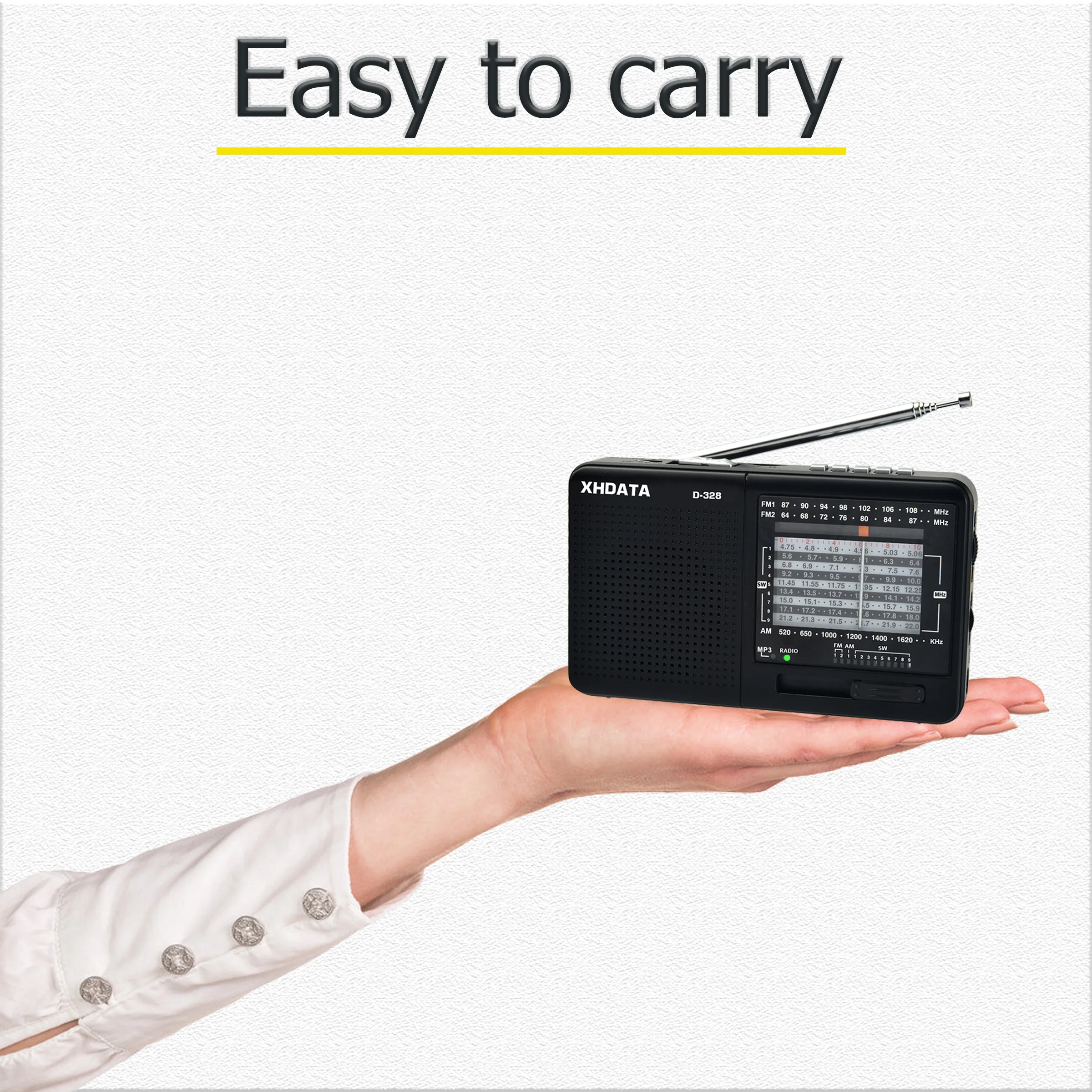 XHDATA D-328 Portable Radio | AM FM SW 12 Band DSP - Rechargeable Radio | MP3 Player, Bluetooth & Memory Card Supported - Image 26