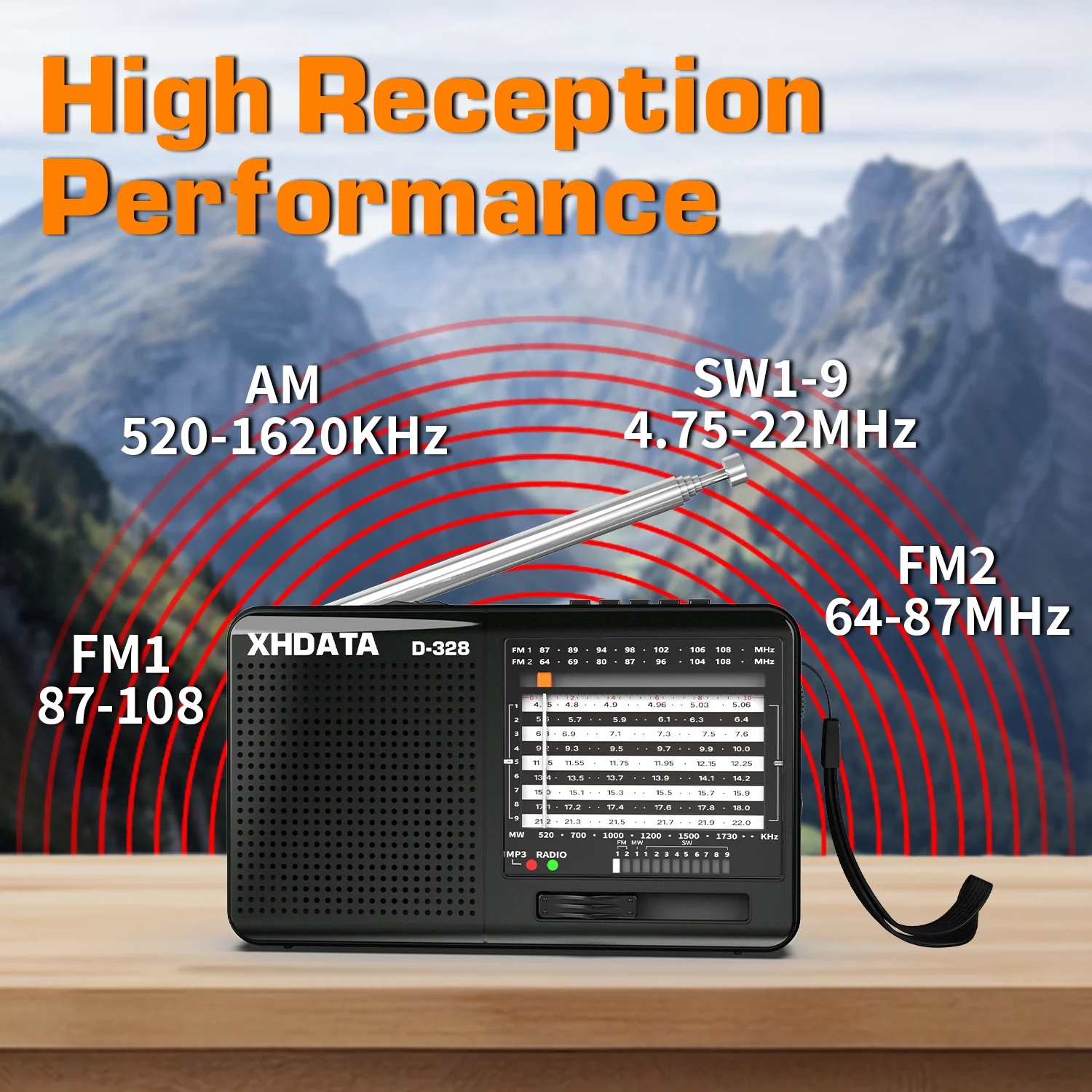 XHDATA D-328 Portable Radio | AM FM SW 12 Band DSP - Rechargeable Radio | MP3 Player, Bluetooth & Memory Card Supported - Image 24