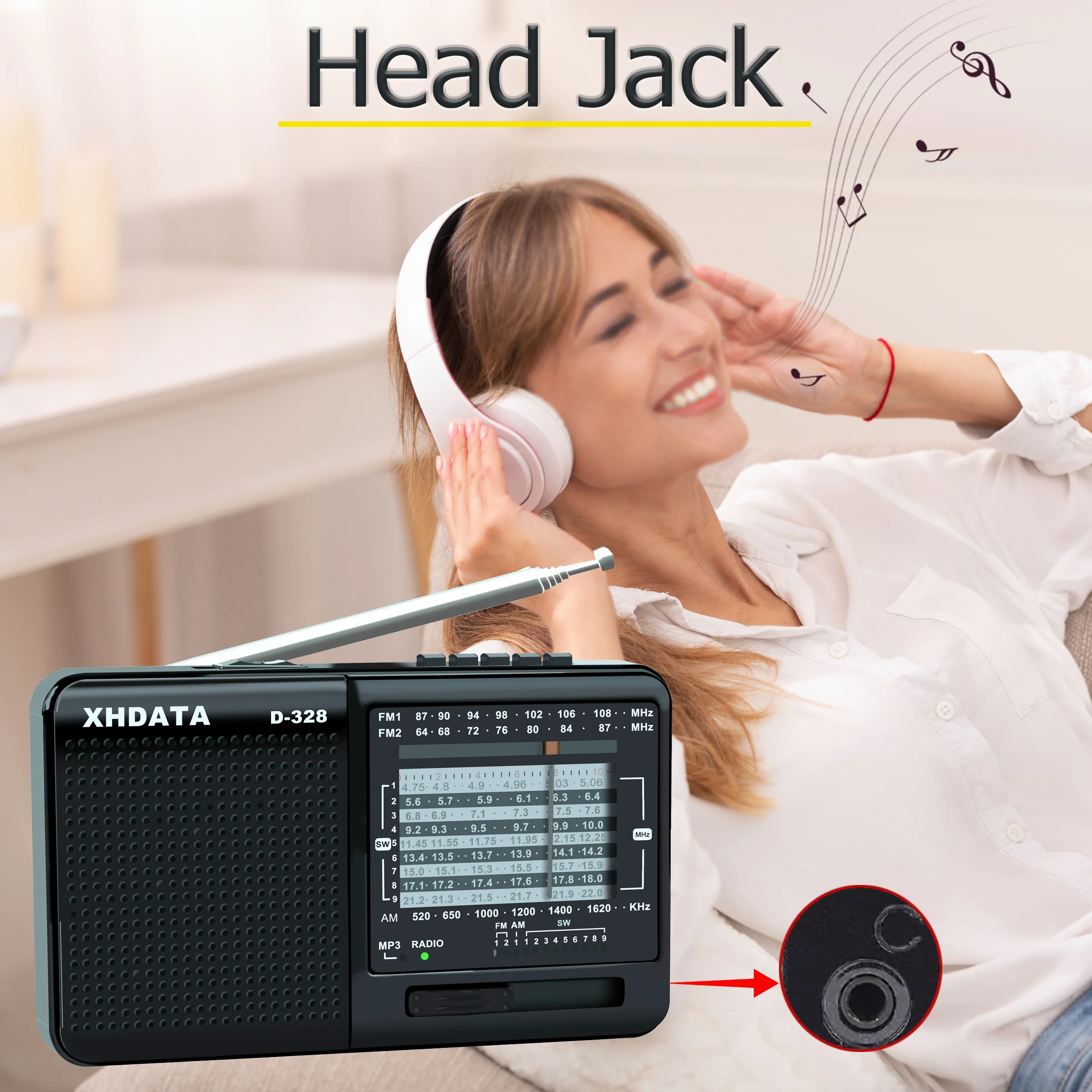 XHDATA D-328 Portable Radio | AM FM SW 12 Band DSP - Rechargeable Radio | MP3 Player, Bluetooth & Memory Card Supported - Image 22