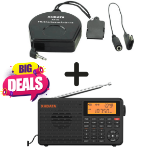 (Combo Pack) XHDATA D109 + AN80 External Antenna | High Sensitivity Radio + Reel Antenna