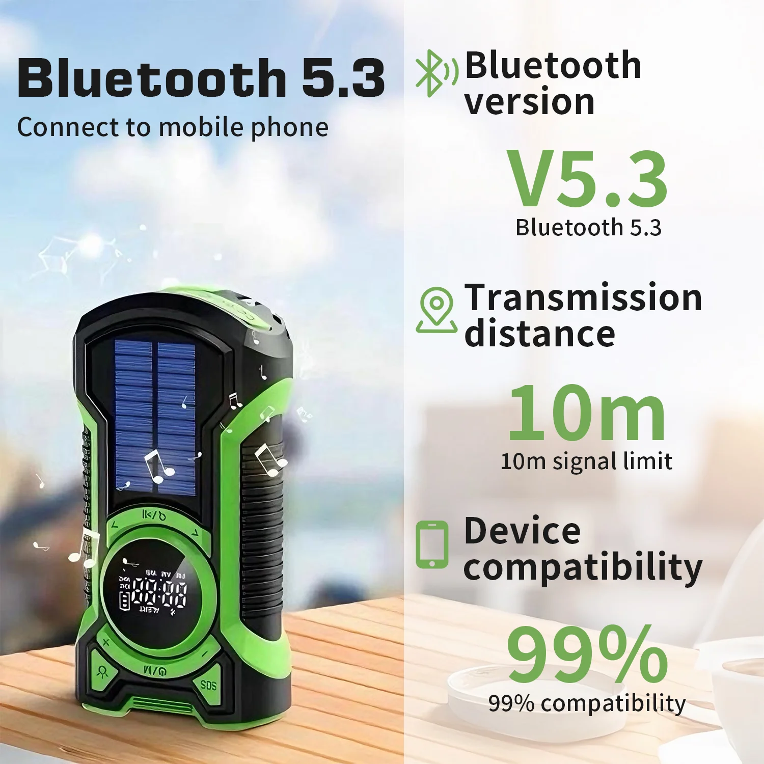 XHDATA DE16 FM/AM Hand Crank Solar Emergency Radio With Bluetooth & 5000mAh Power Bank - Image 4